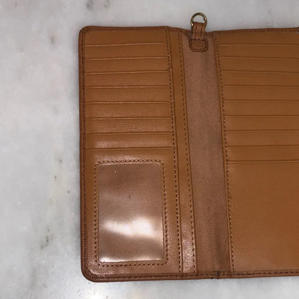 Fossil Wallet Leather Quinn Slim Wristlet Clutch Bi-Fold Pebbled Leather Wallet